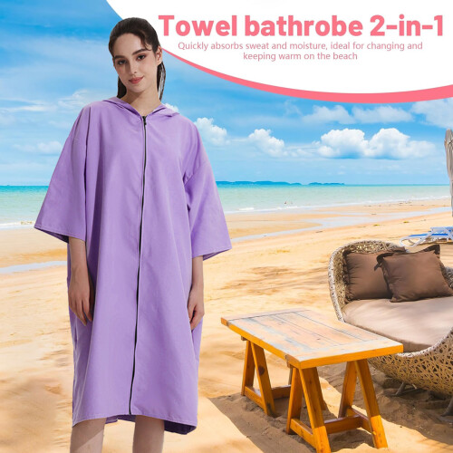 Πετσέτα Surf Poncho με κουκούλα, απορροφητική πετσέτα αλλαγής διπλής όψης από fleece, 2