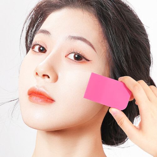Silicone Cosmetic Brush Streakless Coverage Skin Safe Flat-Pink 1