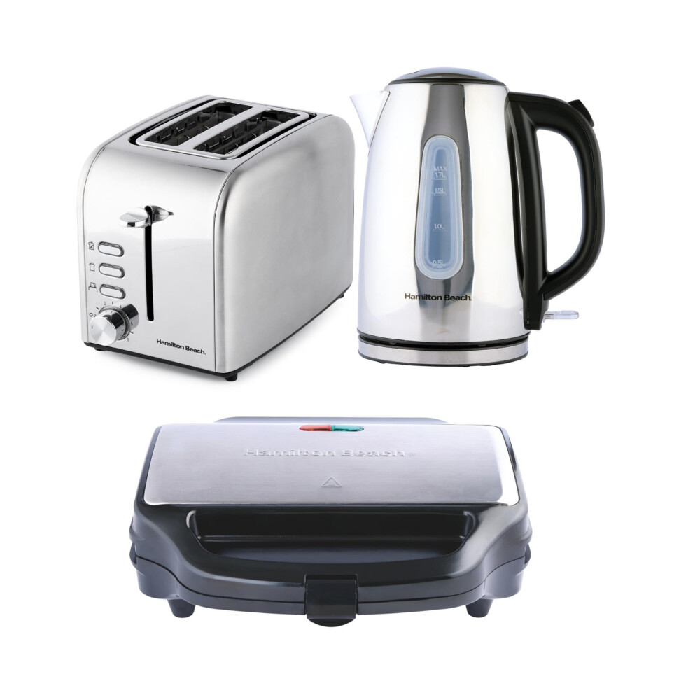 Hamilton Beach Silver Rise Kettle, Toaster & Deep Fill Sandwich Toaster Set, By