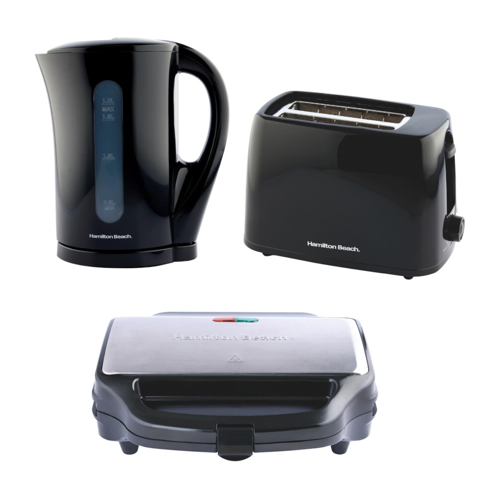 Hamilton Beach Essentials Kettle, Toaster & Sandwich Toaster, By Black