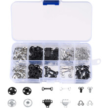 100 Pcs Sewing Hooks and Eyes Set, 3 Styles Hook and Eye Closures Sewing Snaps Kit, Fixed Snap Buttons Fasteners Set, Press Studs Snap Fasteners