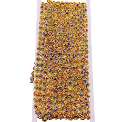 Ruban de garniture de chaîne en strass à la mode, ruban-or