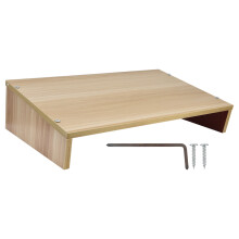 Houten oplaadstation, multifunctionele tech-organizer, ergonomische monitorstandaard voor laptop, massief houten constructie met opbergruimte,