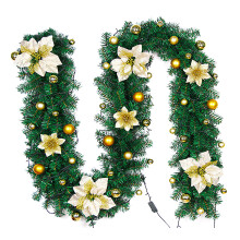 Dekorative Weihnachtskugel-Girlande mit batteriebetriebenen LED-Lichtern, wiederverwendbar, hochwertiges Design für drinnen und draußen, festliche