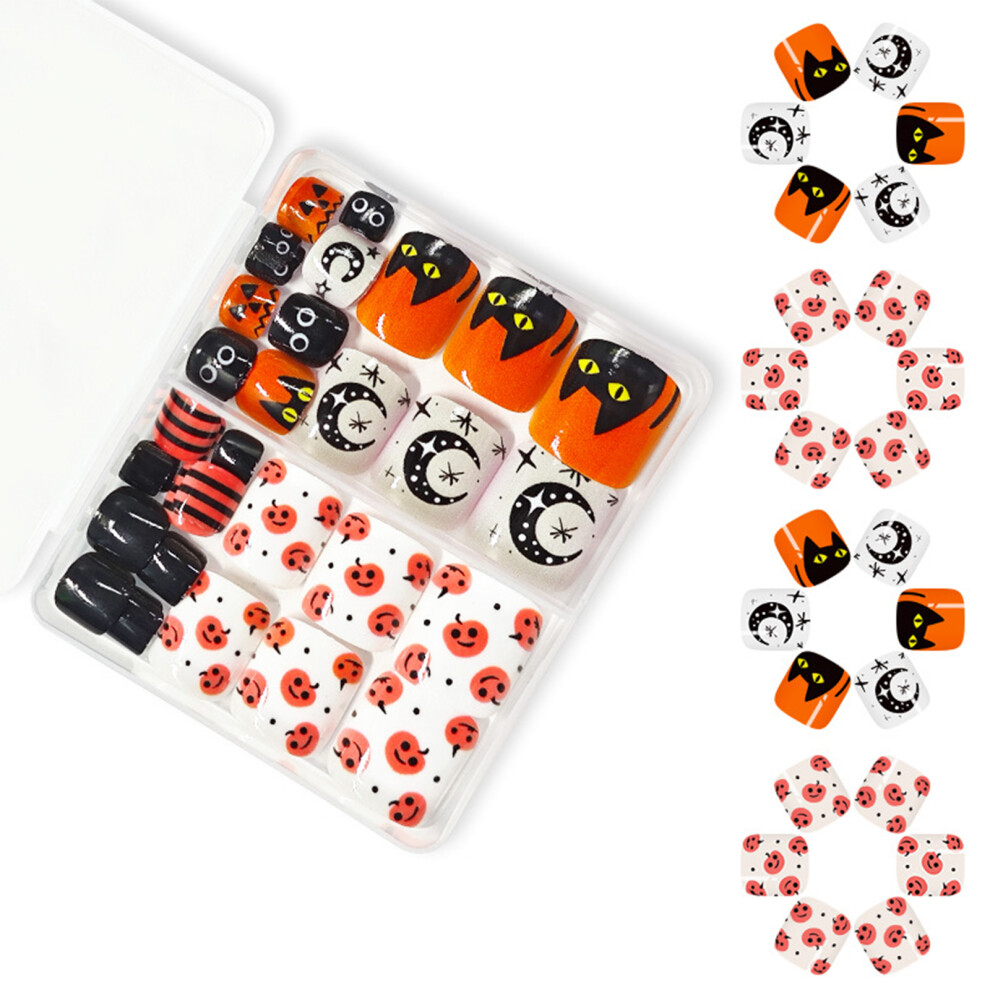 Autumns False Nail 48PCS Plastic Press On Fake Nail With Pumpkin