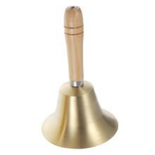 Loud Solid Brass Handheld Ringing Bell With Wood Handle For Outdoor Camping Hiking Bear Alert Durable