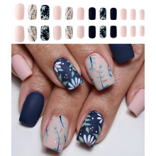 24 Pcs Autumn Winter Press On Nails Square Artificial Nails