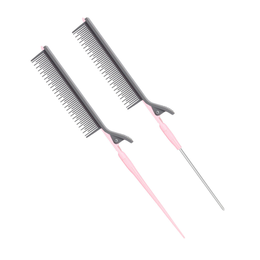 Gray/Pink 2 Pieces Hair Combs With Hair Clip Salon Hair Clip