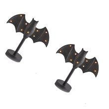 Battery Powered Bat LED Candle Holder Halloween Shelf-2PCS