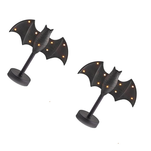 Battery Powered Bat LED Candle Holder Halloween Shelf-2PCS