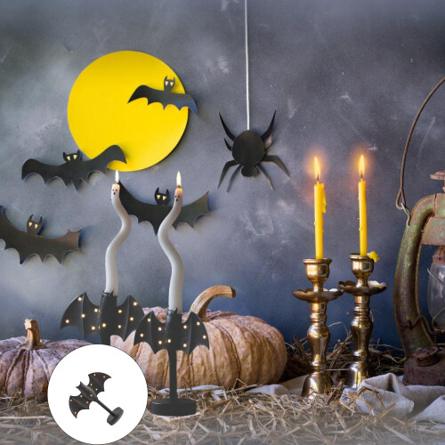 Battery Powered Bat LED Candle Holder Halloween Shelf-2PCS 2