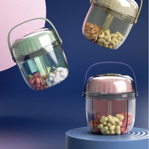 Pocket Pills Organizer Rotary Pills Box with-classic gray large 2