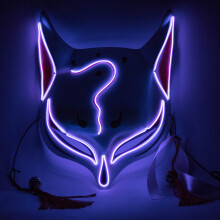 Μάσκα Cosplay Anime Fox με εφέ λάμψης LED, φωτιζόμενο αξεσουάρ ιαπωνικής στολής για πάρτι