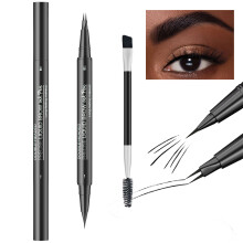 Double Ended Liquid Eyebrow Pencil And Brush Set For-BLACK