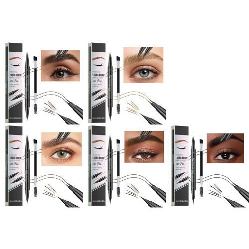 Double Ended Liquid Eyebrow Pencil And Brush Set For-BLACK 1