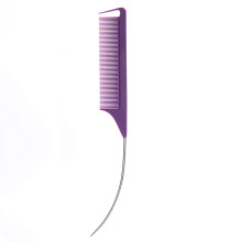 Unique Carbon Fiber Pin Tail Comb with Long Steel-Dark Purple