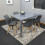 Modern Grey Glass Dining Table Set with 4 Chairs 2