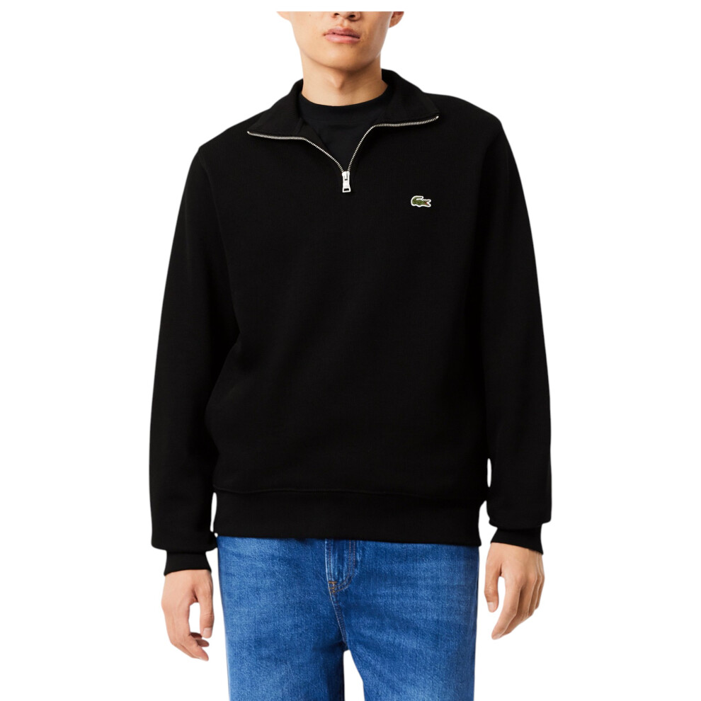 New Lacoste Men's (, 2XL) Sweatshirt High Neck Interlock Sweatshirt Cotton Sportswear Jumper Black