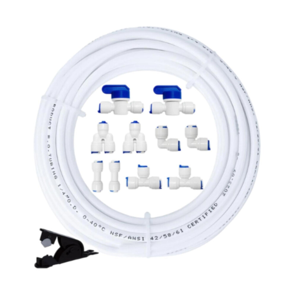 Refrigerator Water Line Kit 1/4Inch Outlet Quickconnect Fittings, Fridge Connector, 15M Tubing, Easy Install 9105992761760