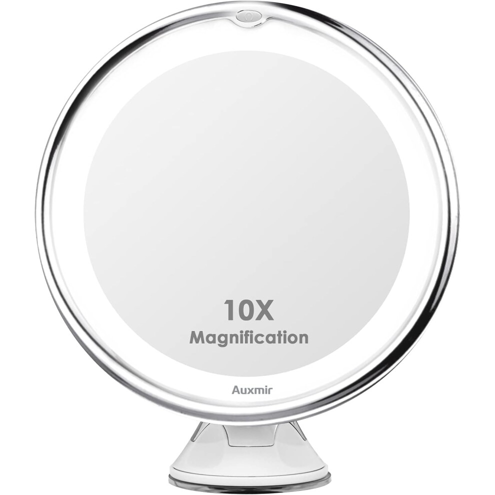 Strong Suction Cup Magnifying Makeup Mirror, Perfect For Detailed Facial Tasks & Travel, 10X Powerful Magnification, Lighted Vanity Mirror With 360
