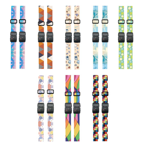 Colorful Pattern Suitcase Crosses Straps 2Pack Travel-A02 1
