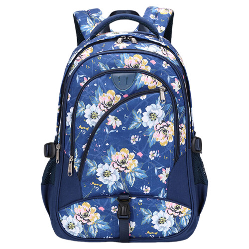 Large Capacity Backpack Student School Backpack-blue print