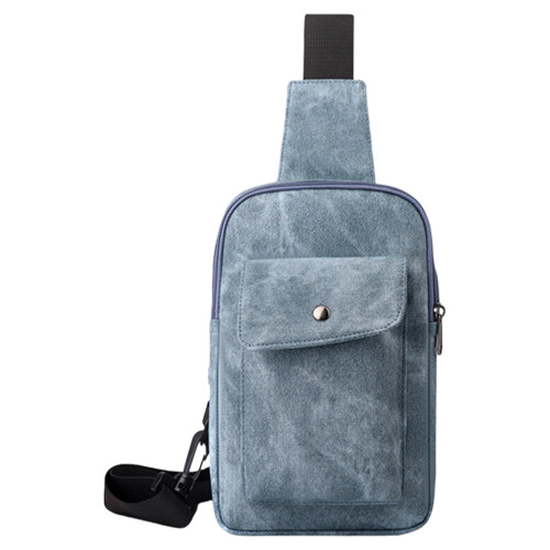 Man Shoulder Backpack Hiking Chest Bag Slings Bag-leather blue