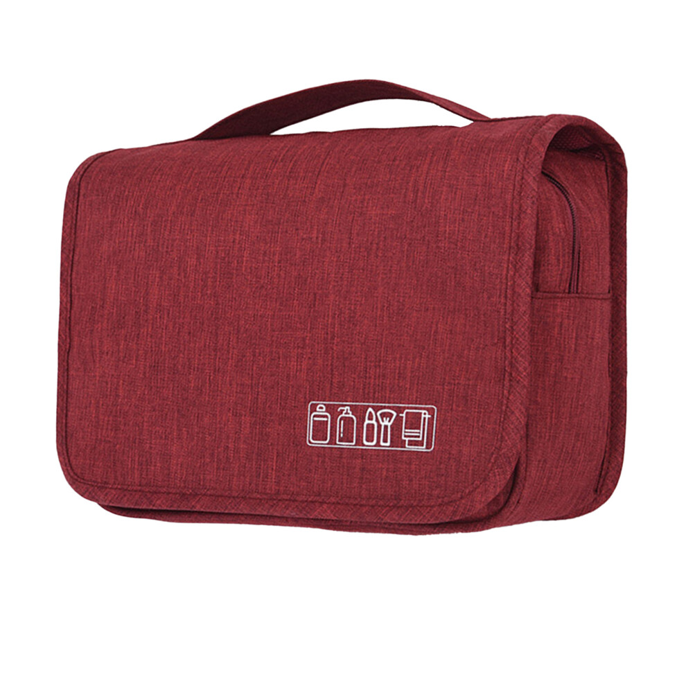 Burgundy Hanging Wash Bag Foldable Toiletry Bag Mens Waterproof