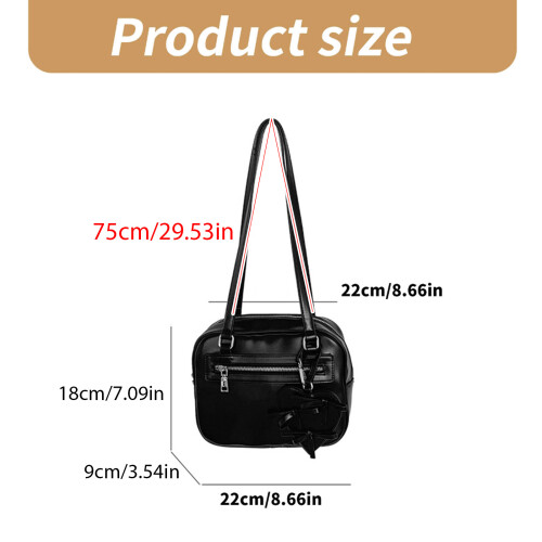 Elegant Shoulder Bag PU Leather Satchel Versatile Casual-Silver 1