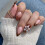 French Tip False Nail Fall Flower Engraved Print ABS Long 1