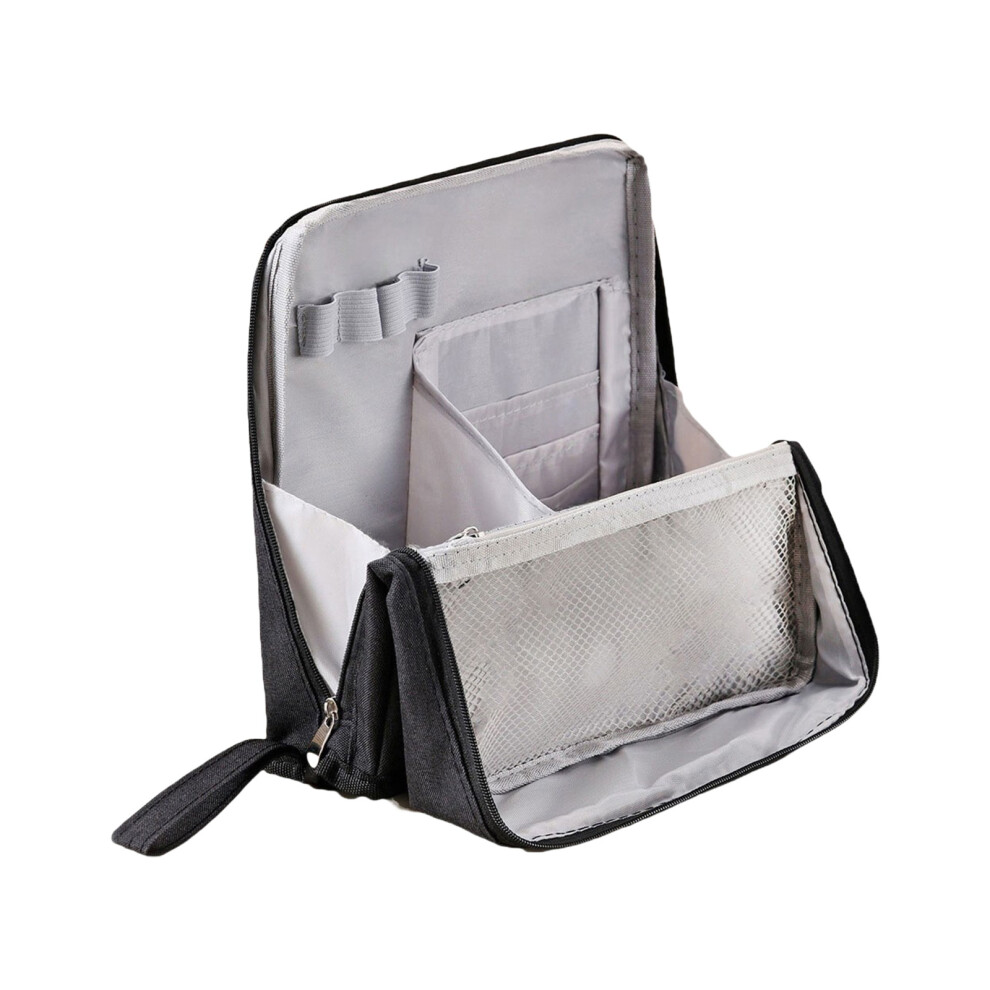 Black Large Capacity Cosmetic Bag Standing Makeup Bag Simple