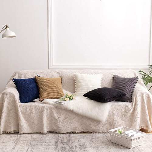Διακοσμητικά μαξιλαροθήκες από κοτλέ σε boho στυλ, τετράγωνη θήκη μαξιλαριού με 2