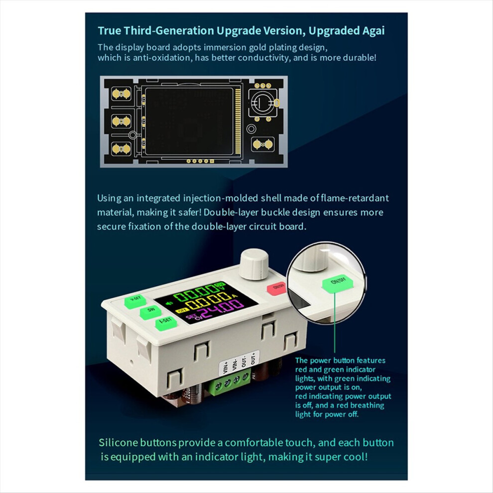 New Xy6506x Cnc Adjustable Dc Regulated Power Supply Constant Voltage & Current 65V 6A 390W Step-Down Module White 4852299561849