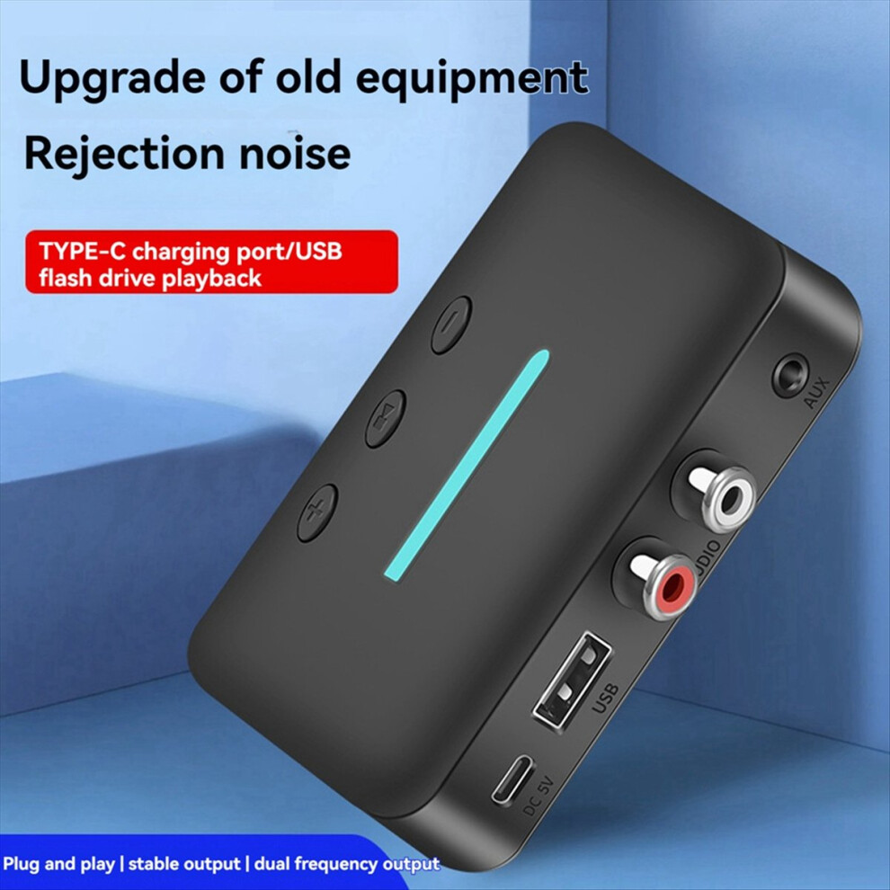 Photos - Other for Computer USB Bluetooth 5.3 Audio Receiver Adapter Wireless Stereo Music 3.5mm AUX R/L Support U-Disk Playback for Desktop Speaker