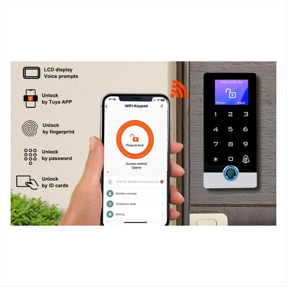 Full Metal Wifi Tuya Access Control System With Led Screen Voice Fingerprint Password Stand-Alone Door Keypad 4852299565830