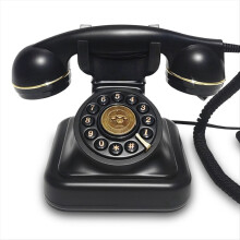 Retro Style Wired Dial Telephone Plug-in Home Fixed Landline Antique European Office Fashion Decoration Black