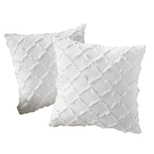 Dekoratív díszpárnahuzatok, tűzött rombuszmintás jacquard mintával, rejtett cipzárral, elegáns lakberendezés elefántcsontfehér színben