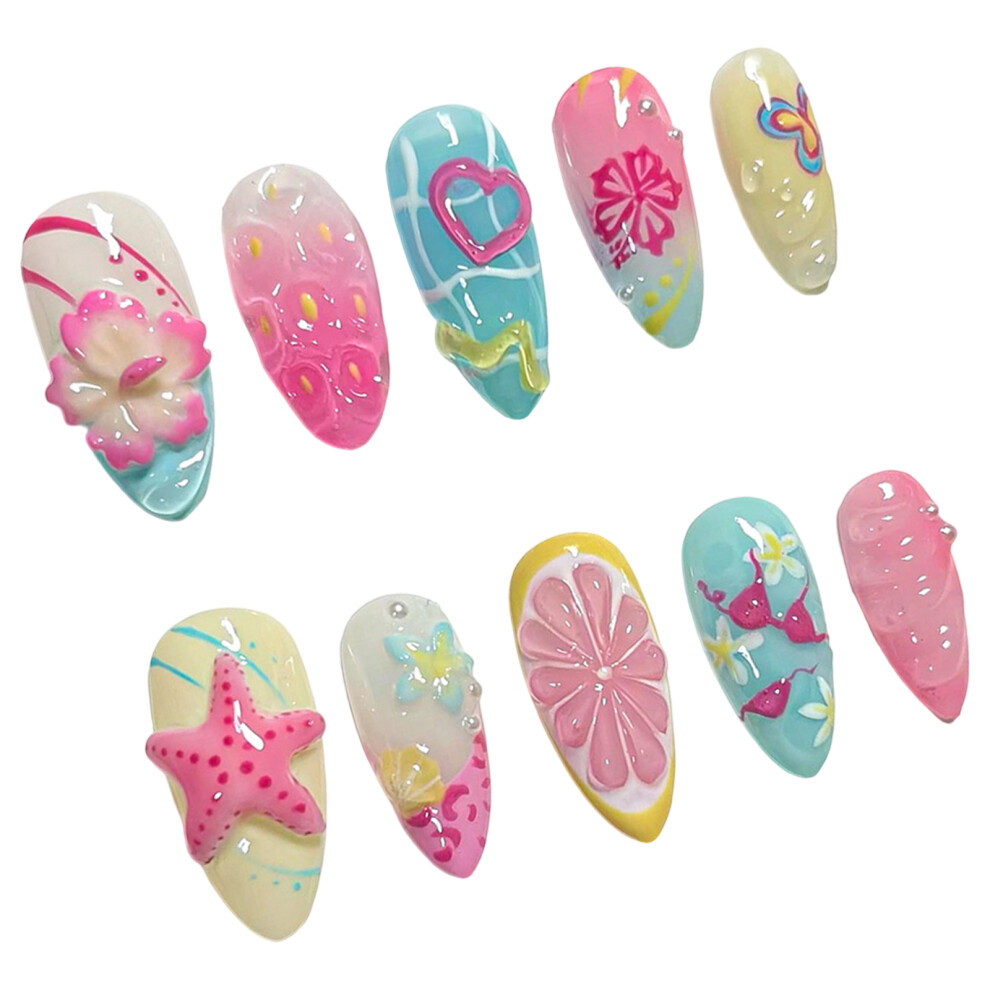 Press on Nail Almond Fake Nail French Full Cover Acrylic False