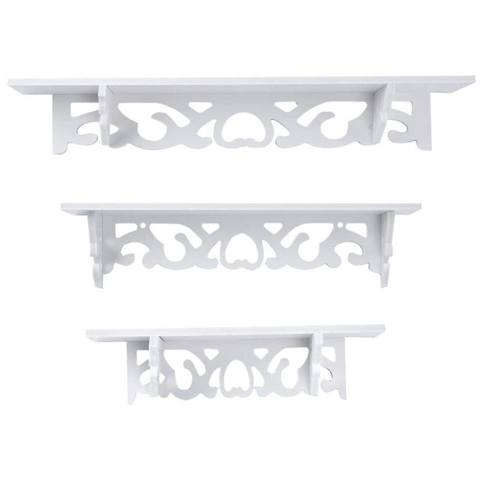White Wall Shelf For Home Decor, Rustic Look Floating Shelf With Vintage Style 9061222241252