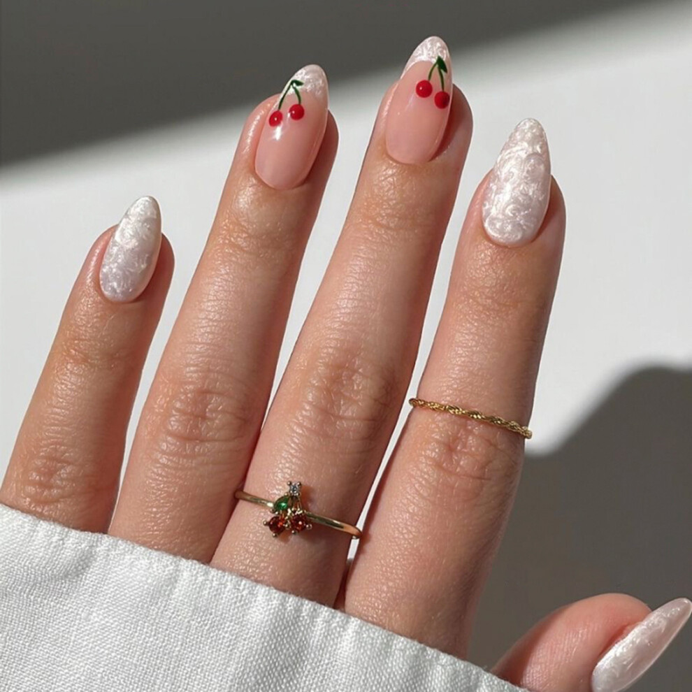 Almond Press on Nail Glossy Fake Nail Stick on Nail in 12