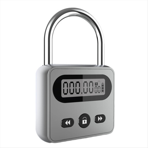 Timer Padlock LCD Display Backlight 999 Hours Max Timing Super Long Standby Anti-Addiction Electronic Backpack Lock B 1