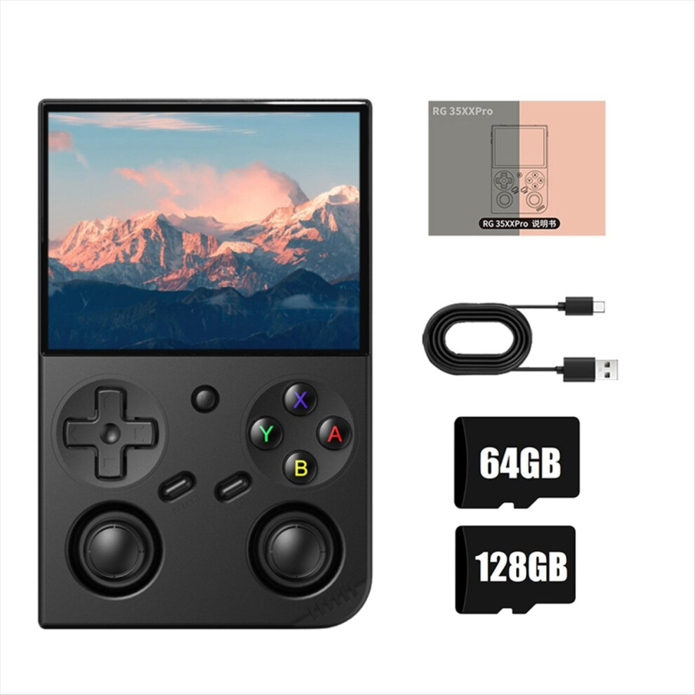 Rg35xx Pro Video Game Console 64G+128G 13000+Games 3.5In Ips Linux Support Tv Output Player 30+Emulators A Black 4852710098527