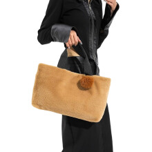 Plush Tote Large Capacity Shopping Bag Fashion Casual Bag-Khaki