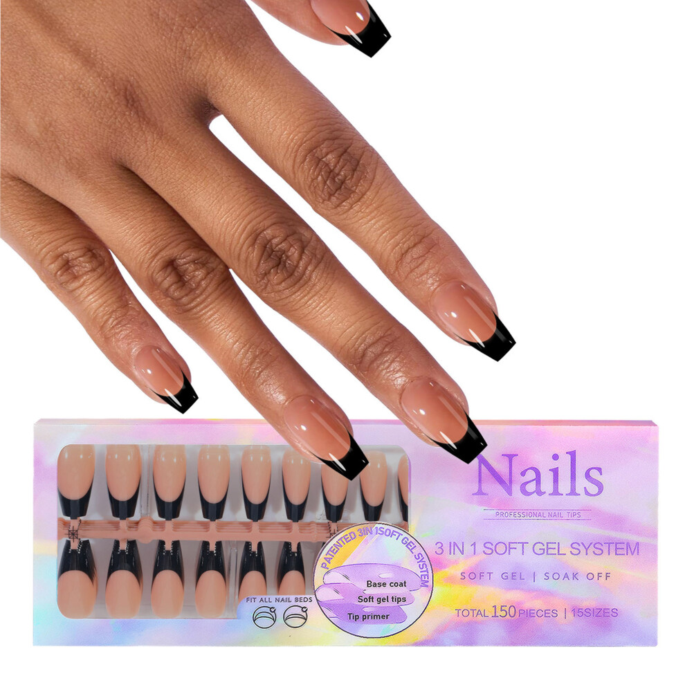 150Pcs 3 in1 X-Coat Tip Gel Nail Tip Press On Fake Nails-YS11