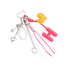 Aesthetic Keychain Braided Rope Bag Charm Keychain-Hot Pink