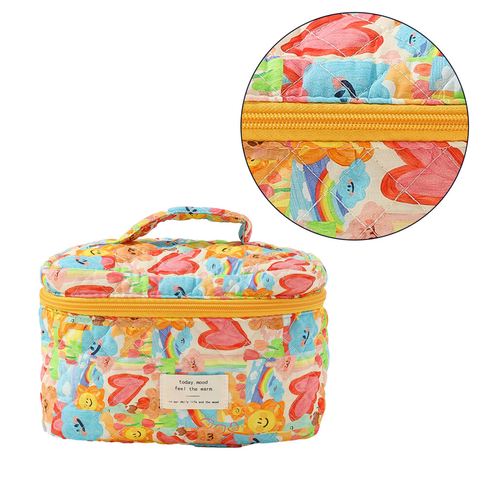 Quilted Cosmetic Bag Makeup Storage Bag Handbag-love doodle