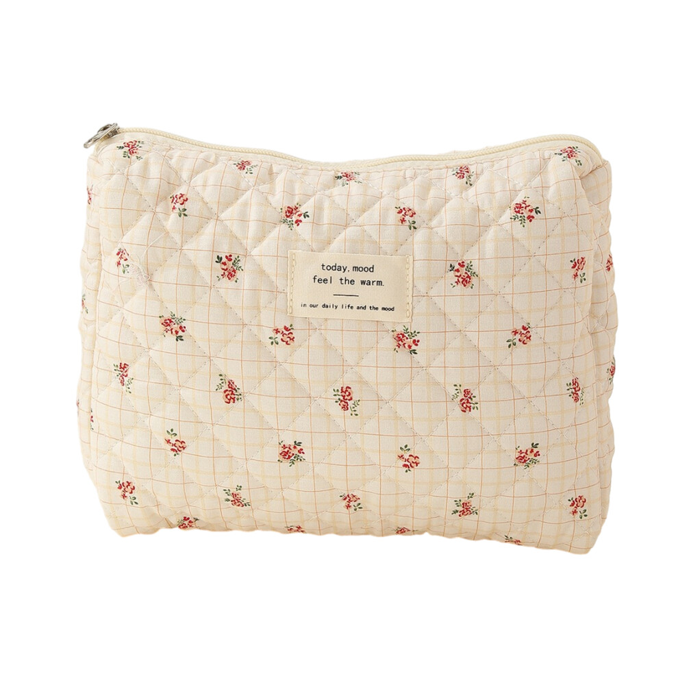 Fashionable Cosmetic Bags for Women Floral-checkered flower