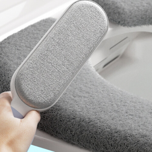 Einfach klebender Flanell-Toilettensitzbezug, Sitzpolster-Beige 1