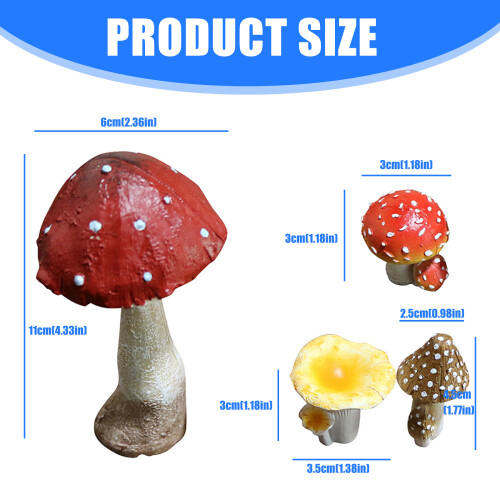 Modèles de champignons simulés, ornement Miniature en résine, 2