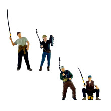 Figurine de pêcheur mâle en résine, échelle 1/64,-Ensemble de 4